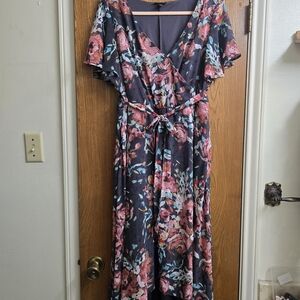 Torrid Floral Maxi Dress with Pink and Blue Accents
